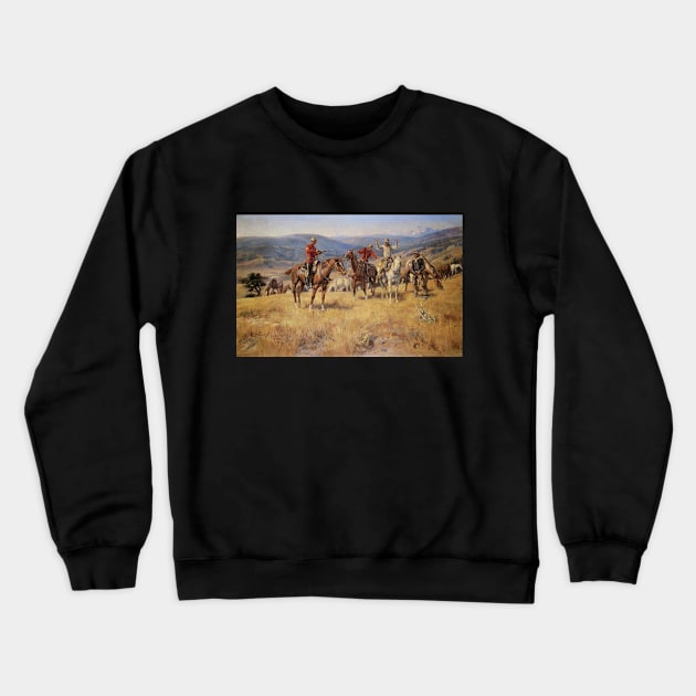 When Law Dulls the Edge of Chance by CM Russell Crewneck Sweatshirt by MasterpieceCafe